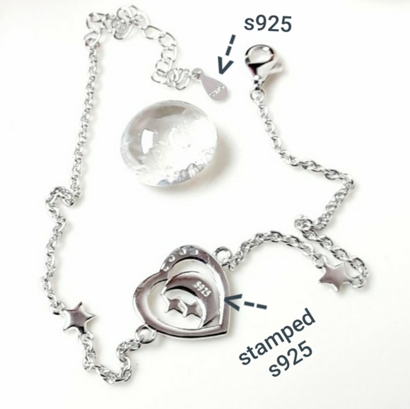 NEW S925 Bracelet Crescent Moon and Star - Picture 2 of 7